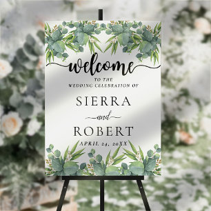 Eucalyptus Elegant Script Wedding Welcome Sign