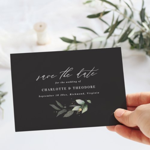 Eucalyptus elegant wedding botanical save the date announcement postcard