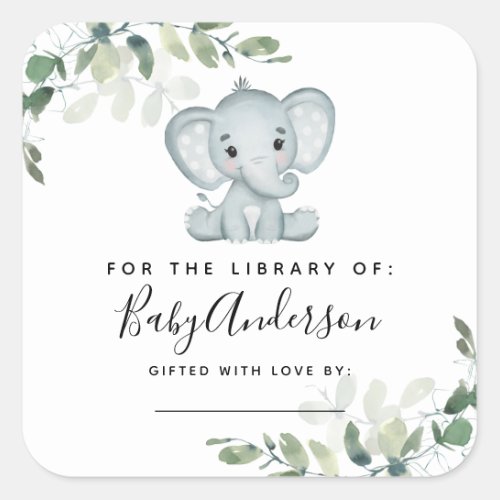 Eucalyptus Elephant Baby Shower Bookplate 