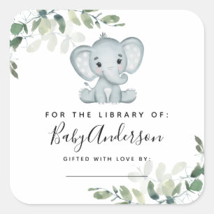 Eucalyptus Elephant Baby Shower Bookplate
