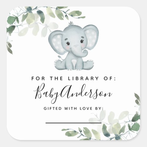 Eucalyptus Elephant Baby Shower Bookplate 