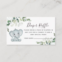 Eucalyptus Elephant Baby Shower Diaper Raffle  Enclosure Card