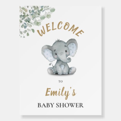 Eucalyptus Elephant Baby Shower Welcome Foam Board