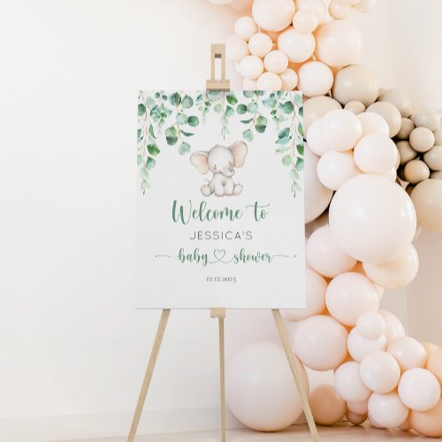 Eucalyptus elephant baby shower welcome foam board