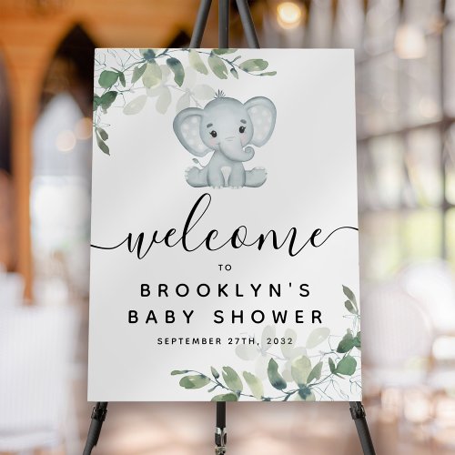 Eucalyptus Elephant Baby Shower Welcome Foam Board