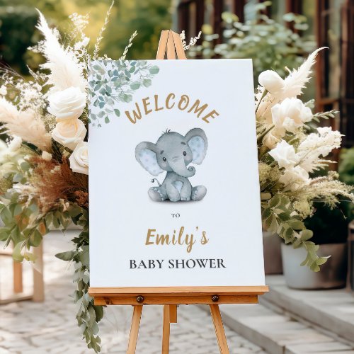 Eucalyptus Elephant Baby Shower Welcome Sign
