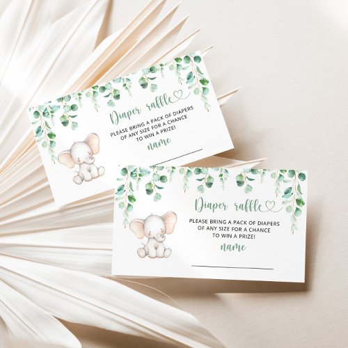 Eucalyptus elephant diaper raffle ticket enclosure card