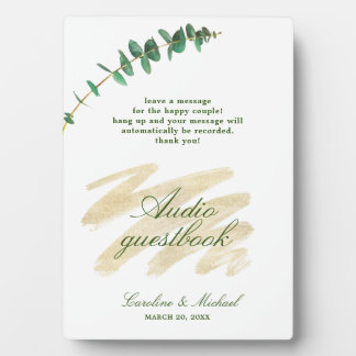 Eucalyptus, Emerald, and Gold Audio Guestbook Plaque