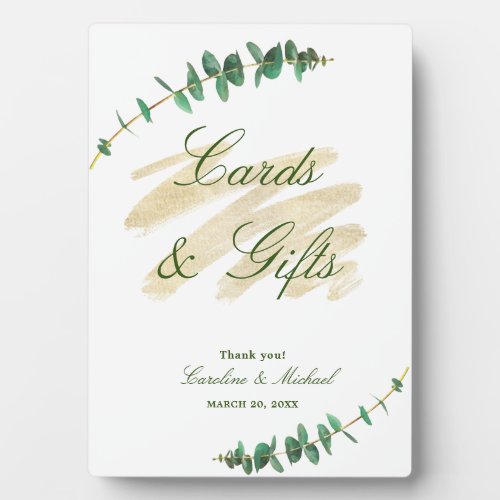Eucalyptus Emerald and Gold Cards and Gifts Sign Plaque