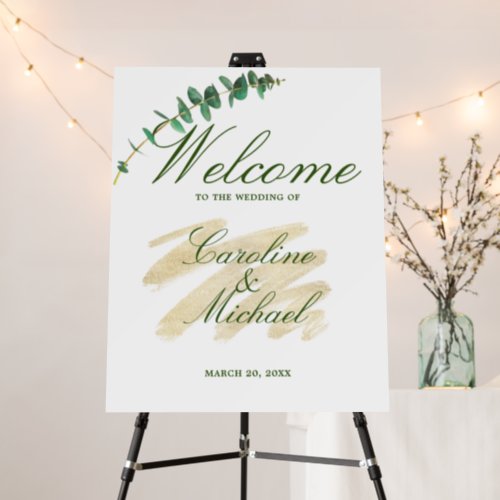 Eucalyptus Emerald and Gold Welcome Foam Board