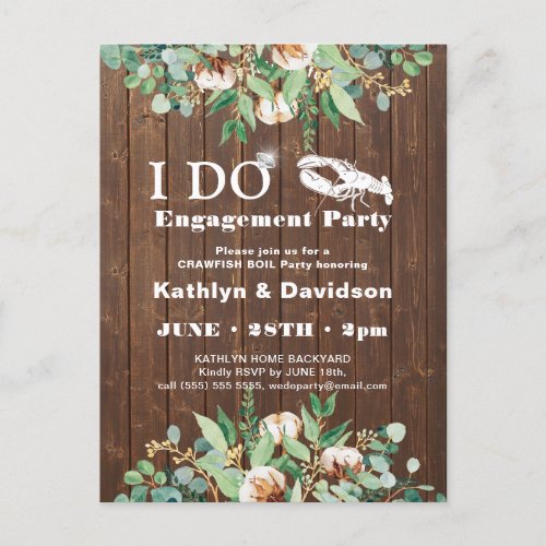 Eucalyptus Engagement Crawfish Boil Party Invite