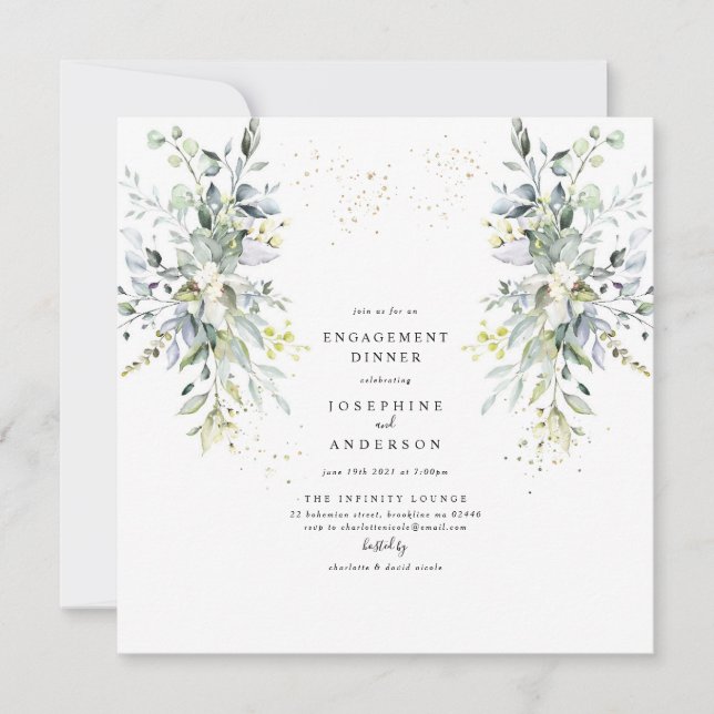 Eucalyptus Engagement Dinner Invitation (Front)