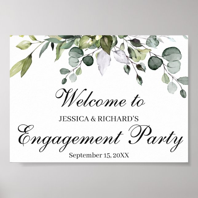 Eucalyptus Engagement Welcome Poster Sign (Front)