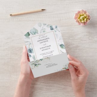 Eucalyptus Envy All In One Wedding Invitation