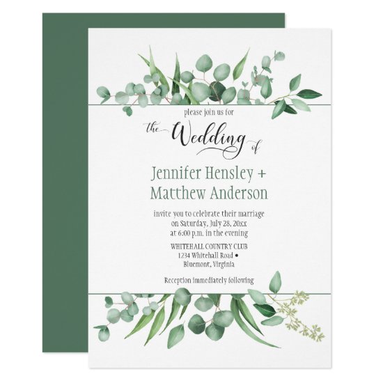 Eucalyptus Envy Framed Wedding Invitation