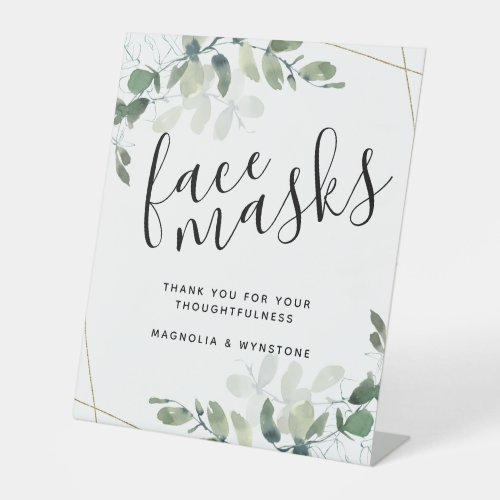 Eucalyptus Face Masks Wedding Pedestal Sign