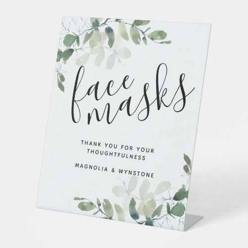 Eucalyptus Face Masks Wedding Pedestal Sign