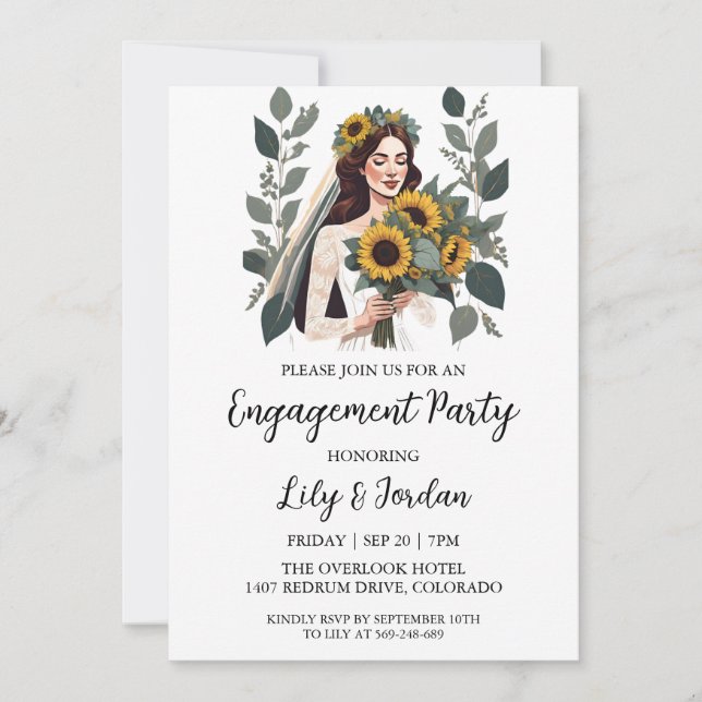 Eucalyptus fall engagement party invitations (Front)
