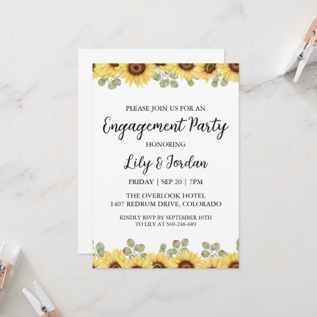 Eucalyptus fall engagement party invitations (Front/Back In Situ)
