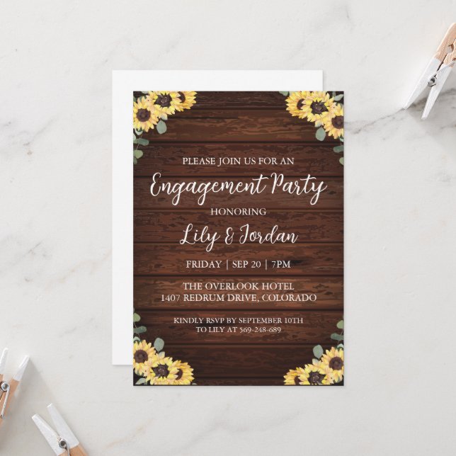 Eucalyptus fall engagement party invitations (Front/Back In Situ)