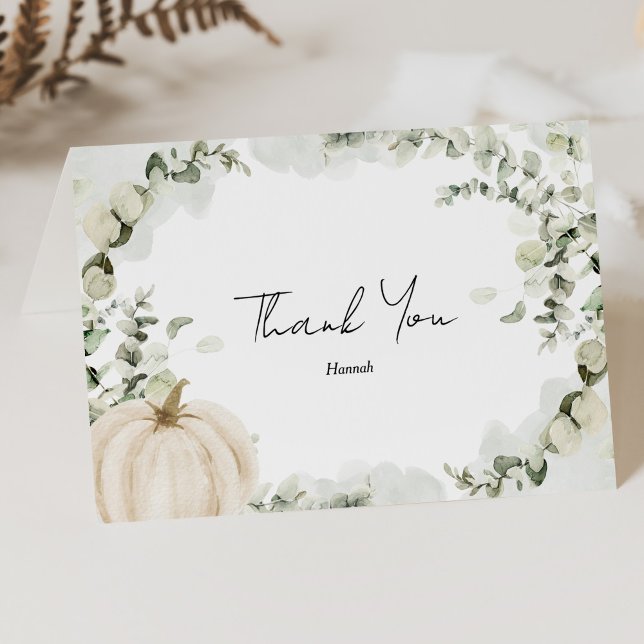 Eucalyptus Fall Pumpkin Bridal Shower Thank You (Creator Uploaded)