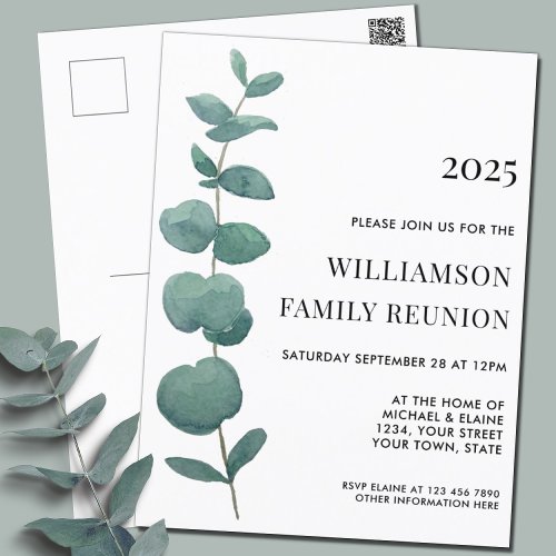 Eucalyptus Family Reunion Invitation Postcard