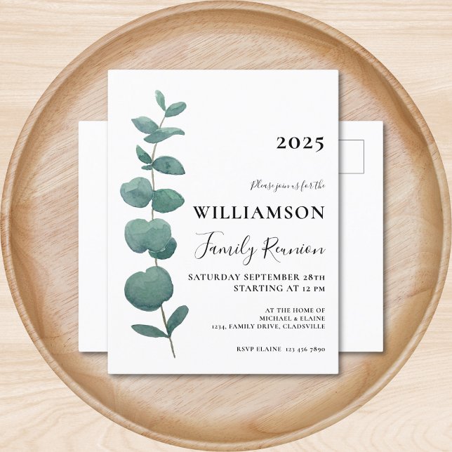 Eucalyptus Family Reunion Invitation Postcard (Creator Uploaded)