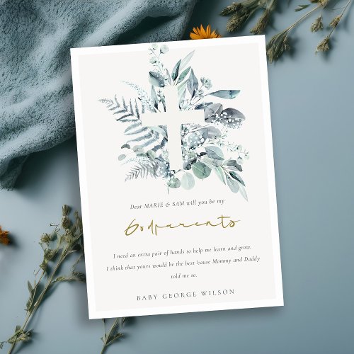 Eucalyptus Fauna Cross Godparents Proposal Invite