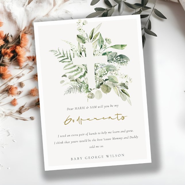 Eucalyptus Fauna Cross Godparents Proposal Invite (Creator Uploaded)