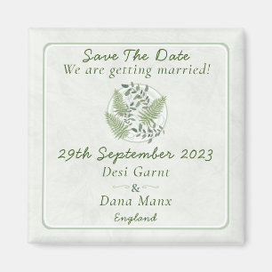 Eucalyptus & Fern Rings Wedding Save The Date Magnet