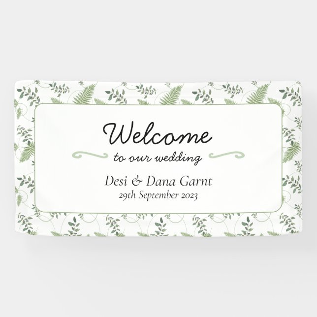 Eucalyptus & Fern Rings Welcome Banner (Horizontal)