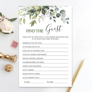 Eucalyptus Find the Guest Bridal Shower Game