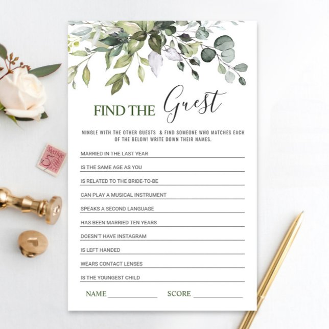 Eucalyptus Find the Guest Bridal Shower Game (Creator Uploaded)