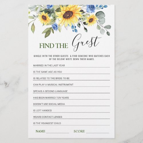 Eucalyptus Find the Guest Bridal Shower Game