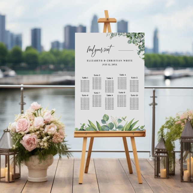 Eucalyptus Find Your Seat Wedding Seating Chart  Foam Board (Creator Uploaded)