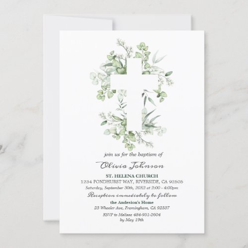 Eucalyptus First Communion _ Christening L012 Invi Invitation