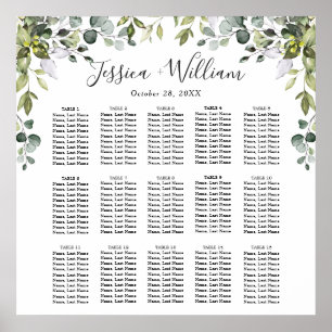 Eucalyptus Floral 15 Tables Wedding SEATING CHART