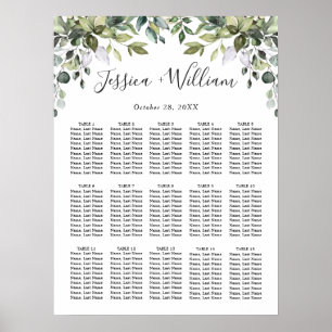 Eucalyptus Floral 15 Tables Wedding SEATING CHART