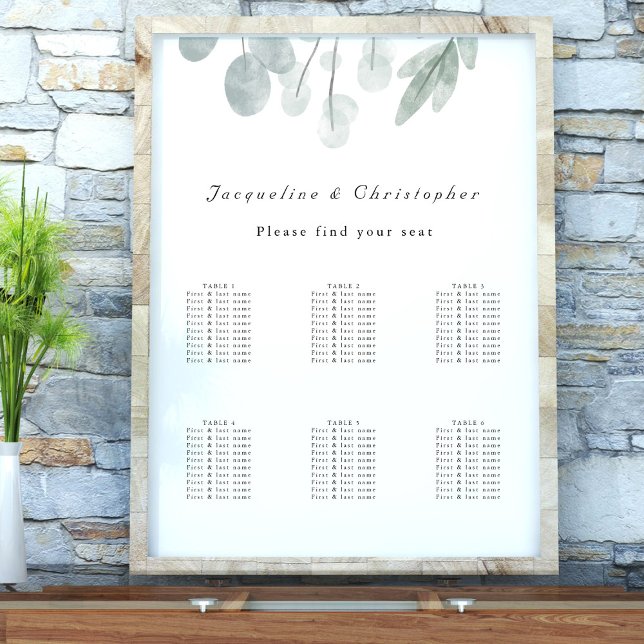 Eucalyptus Floral 6 Table Wedding Seating Chart (Creator Uploaded)