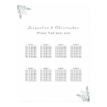 Eucalyptus Floral 8 Table Wedding Seating Chart