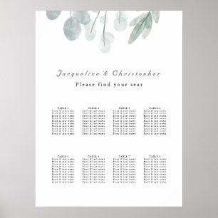 Eucalyptus Floral 8 Table Wedding Seating Chart
