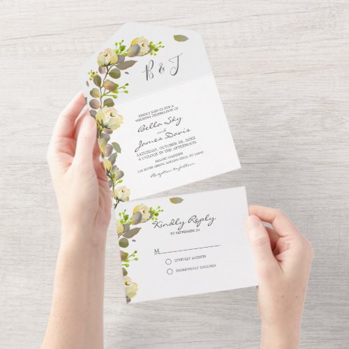 Eucalyptus Floral All in One Wedding Invitation