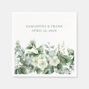 Eucalyptus Floral Border Wedding Napkins
