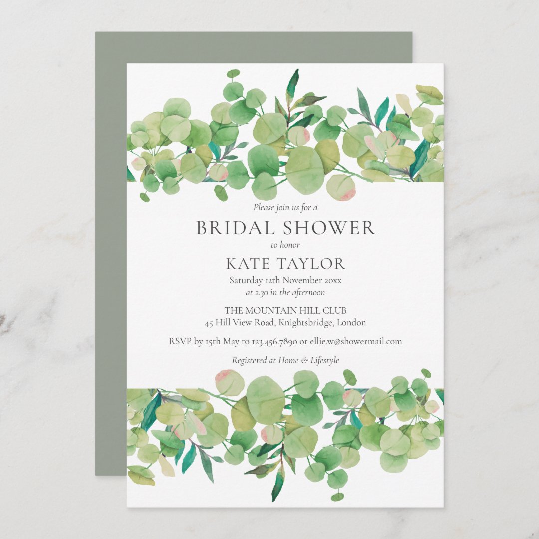 Eucalyptus Floral Bridal Shower Invitation Zazzle