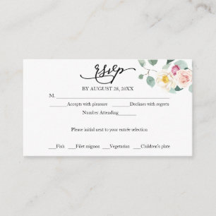Eucalyptus Floral Calligraphy Wedding RSVP Enclosure Card