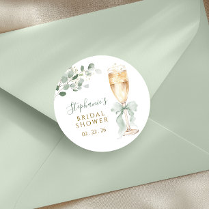 Eucalyptus Floral Champagne Bridal Shower Classic Round Sticker