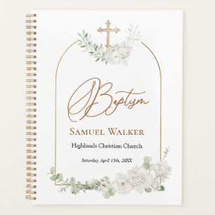 Eucalyptus Floral Cross Angel Baptism Planner