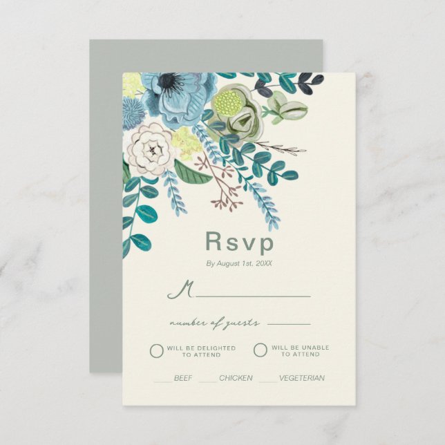 Eucalyptus floral Elegant Boho Greenery reply Invitation (Front/Back)
