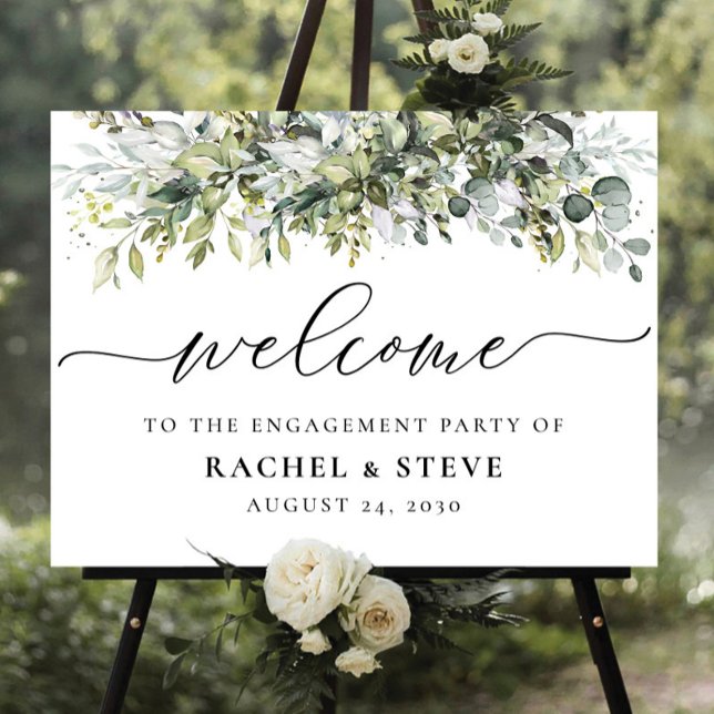 Eucalyptus Floral Engagement Party Foam Board (Creator Uploaded)