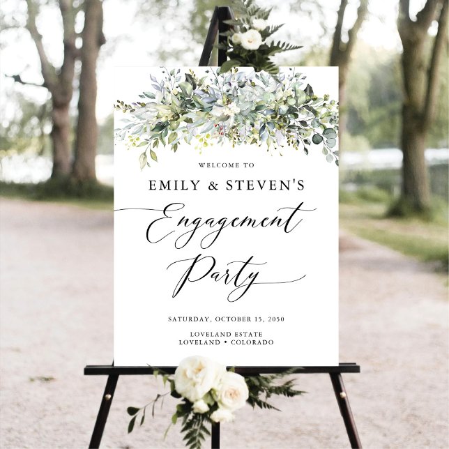 Eucalyptus Floral Engagement Party Foam Boards (Creator Uploaded)